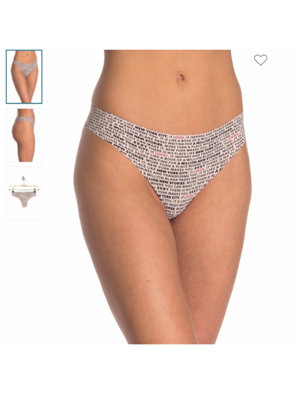 NWT DKNY Thong Panties with Pink Trim